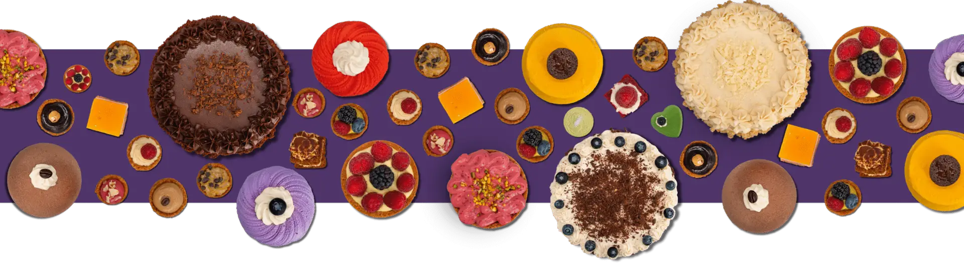 Assortimento di torte e pasticcini vegani colorati - Pasticceria Vegana