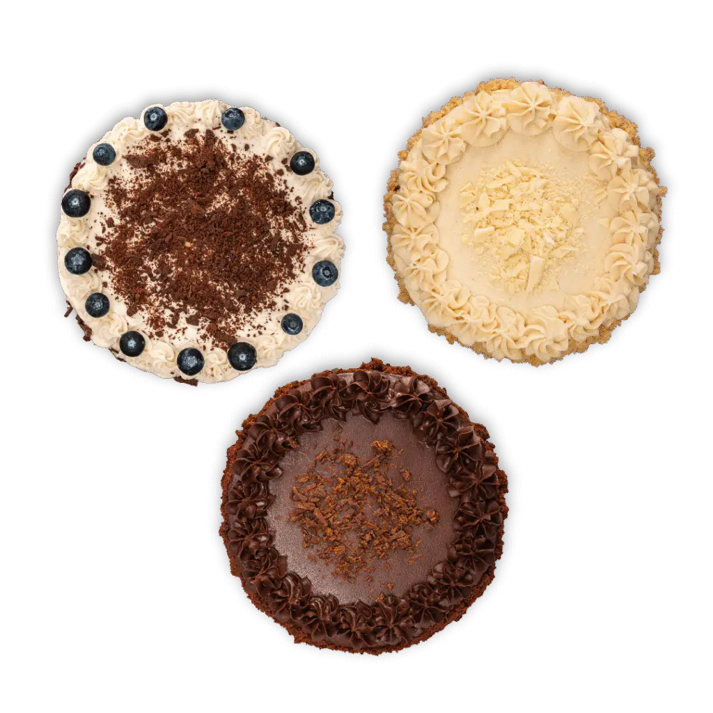 Torte vegane artigianali al cioccolato, panna e vaniglia